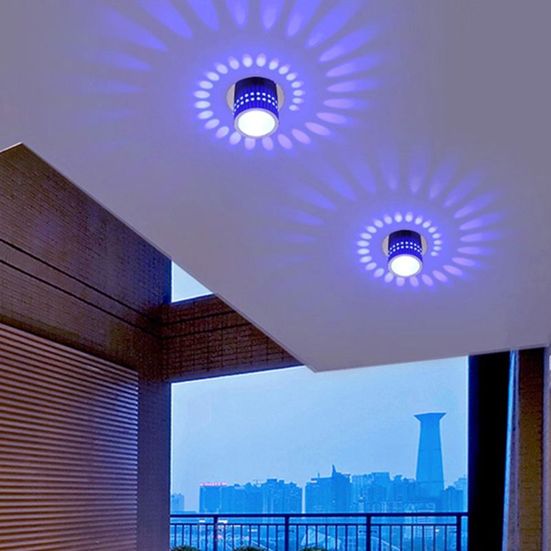 Cilindrische kleur veranderende flush Light Hedendaagse Metaal Chrome Afwerking LED Plafond Mount Lamp voor Corridor