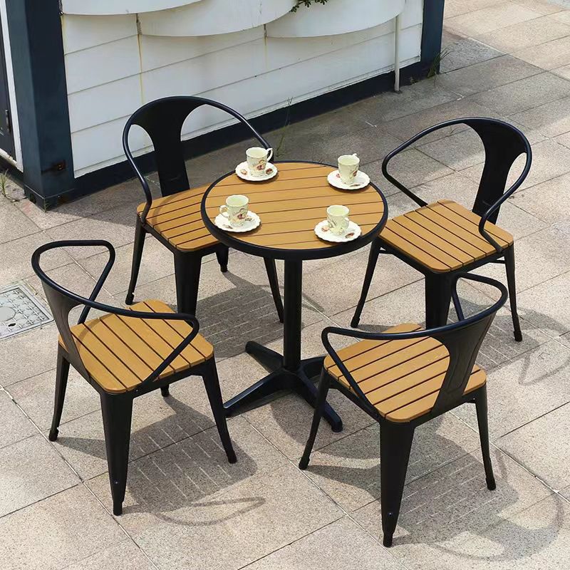 Contemporary 1/5/7 Pieces Metal Dining Set Reclaimed Wood Dining Table Set for Outdooor