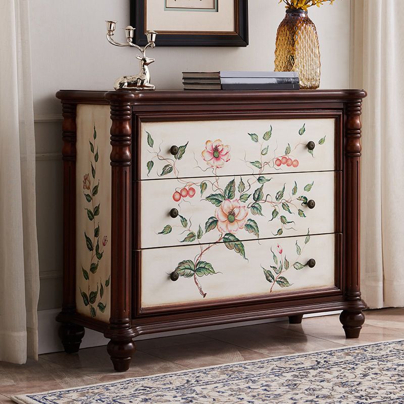 Ornate Traditional Dresser Wood Storage Chest with Drawers for Bedroom