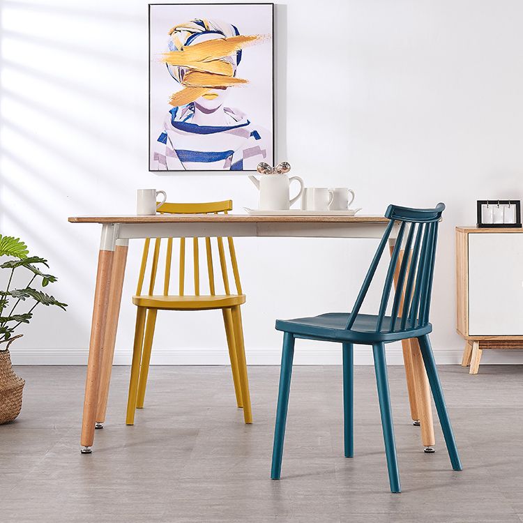 Scandinavian Plastic Chair 30"H Slat Back Side Chair Bedroom Dining Chair