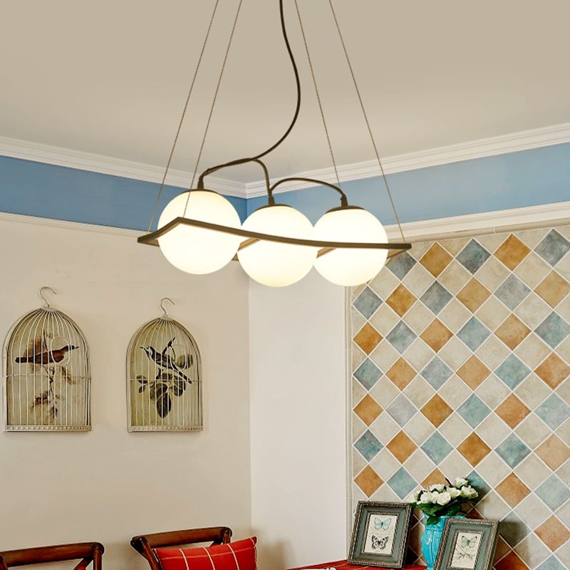 Globe Multi Light Pendant Moderniste Grosted Verre 3/4 Lumières Black Frame Plafond Plateau