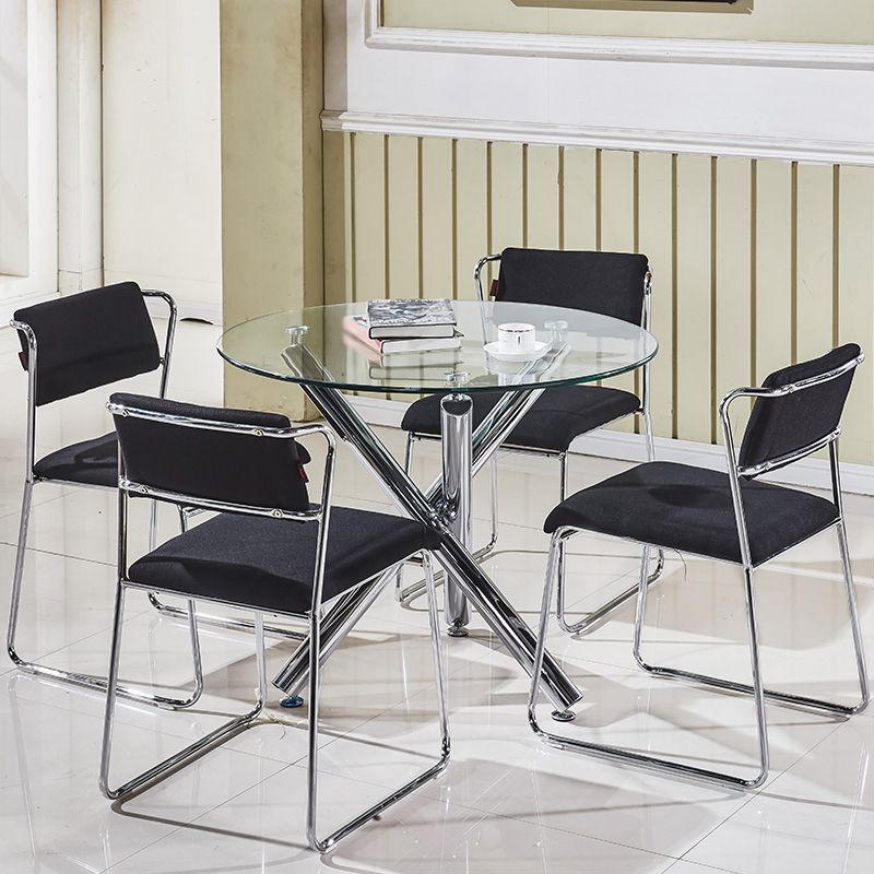 Ronde vorm transparant eettafel glazen tafel minimalistisch met 3 poten