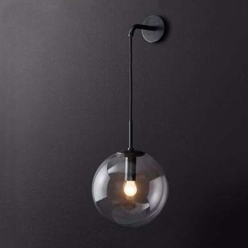 Smoke Grey Globe Glass Sconce Light Modern Style Minimalism 1-Light Wall Mount Lamp for Bedroom