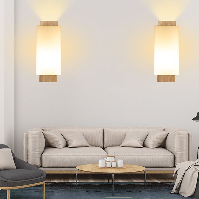 Rectangular Wall Lighting Fixtures Modern Style Wood 1 Light Wall Lighting
