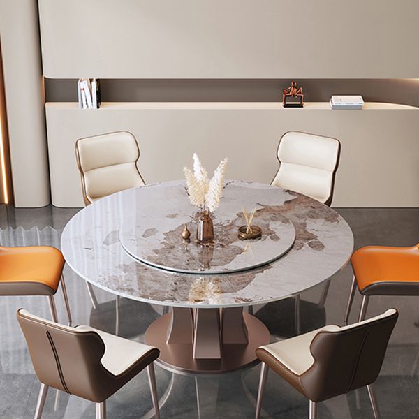 Modern Round Table Sintered Stone Dining Table with Turntable