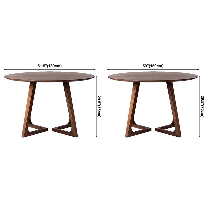 Round Pine Solid Wood Table Modern Dining Table with Double Pedestal for Restaurant