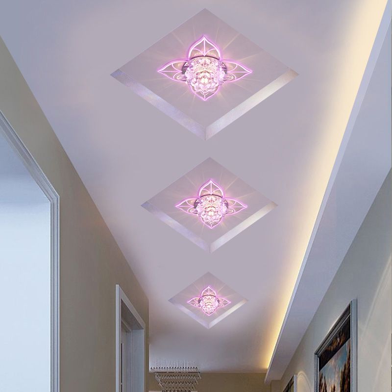 Plafonnier encastré en cristal Blossom, éclairage encastré contemporain à LED transparent pour couloir