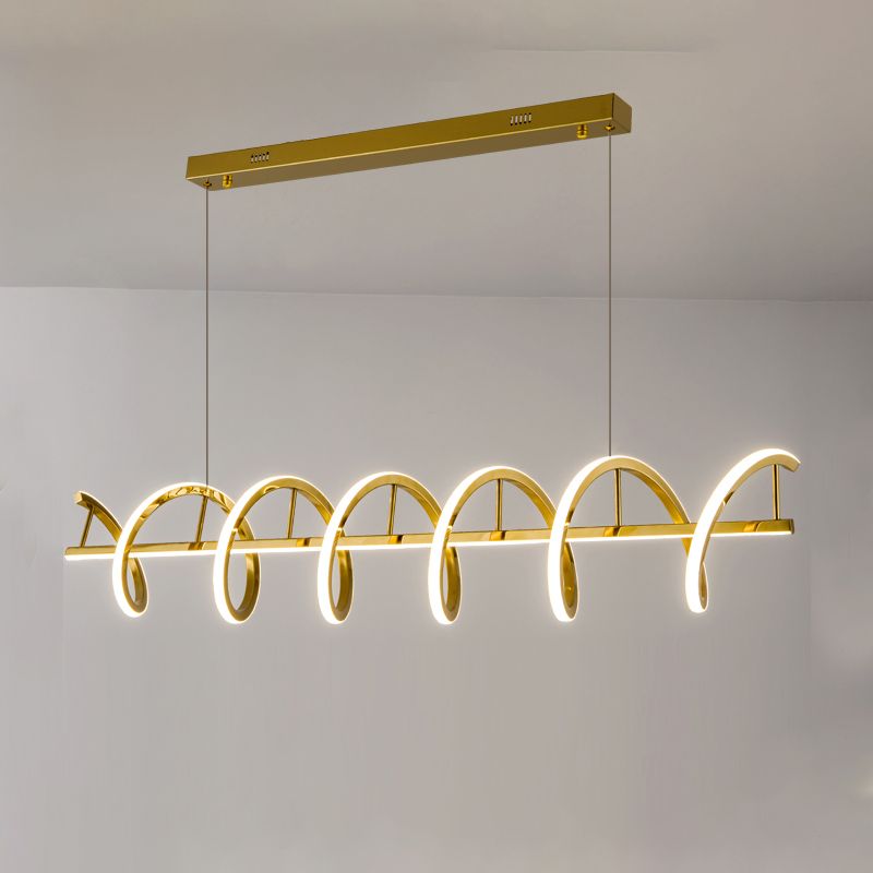 Minimalism Hanging Light Gold LED Island Light Fixture for Dining Room