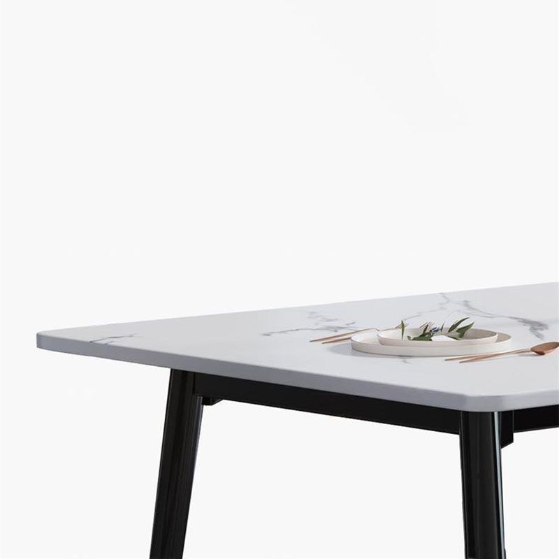 Stone Rectangle Industrial Table Standard Height Dining Table with 4 Legs