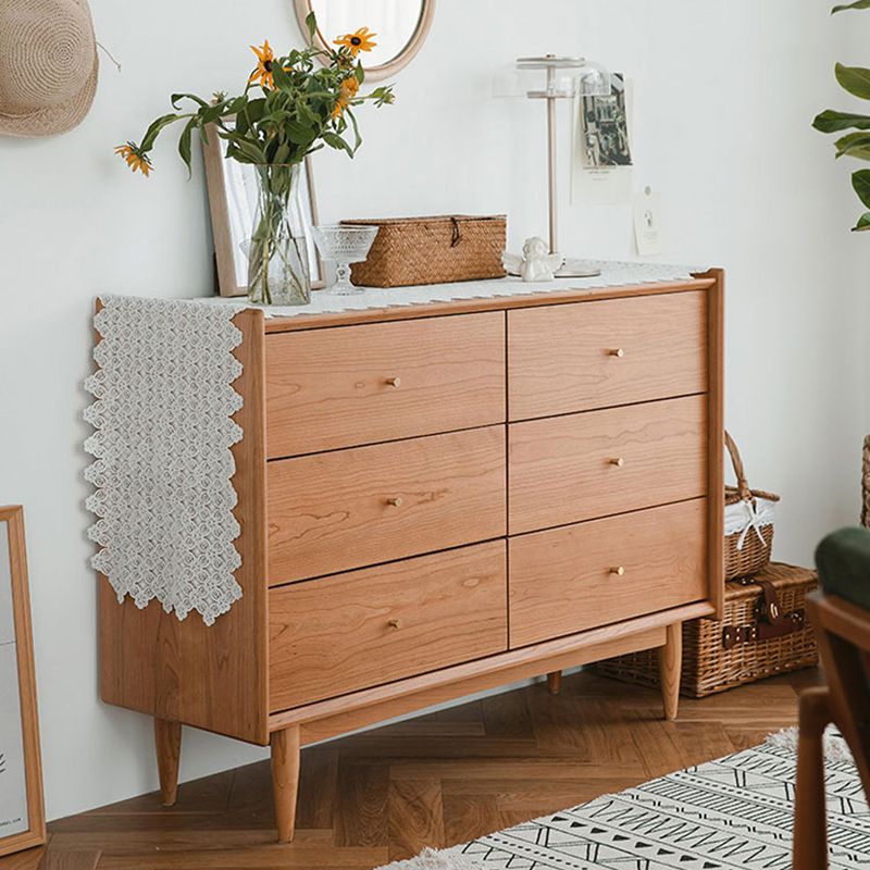 Minimalistic Water Resistant Storage Cabinet Solid Wood Accent Chests with 6 Drawers