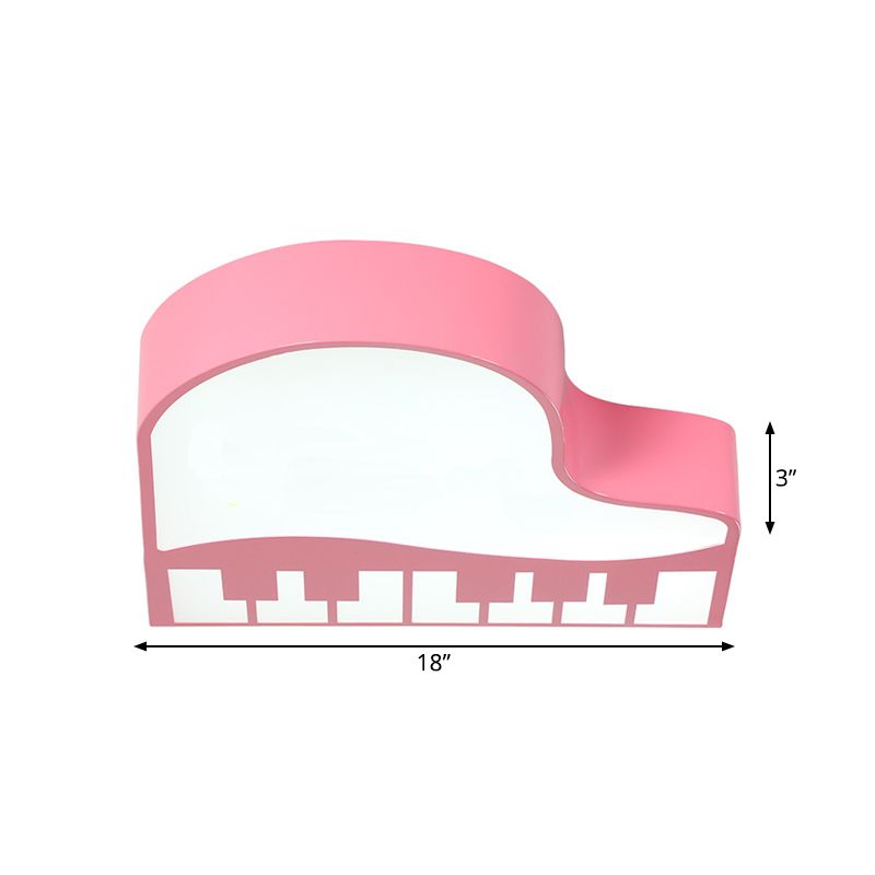 Modernist Piano Shaped Flush Pendant Light Acrylic Kindergarten LED Flush Mount Ceiling Lamp in Pink
