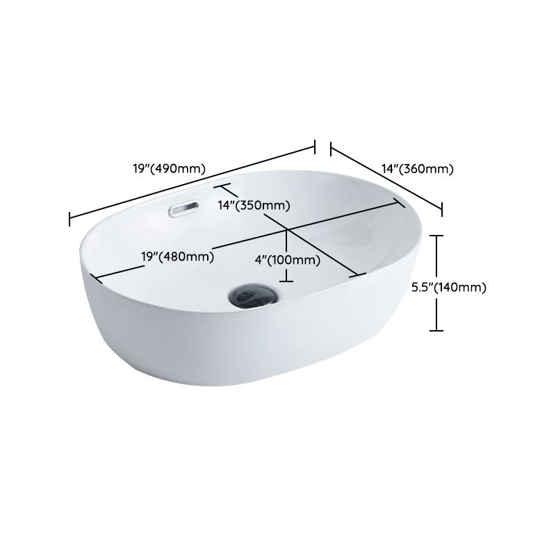 Contemporary Bathroom Sink Porcelain Pop-Up Drain Rectangular Vessel