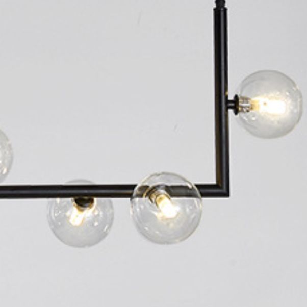 Modernism Globe Shaded Ceiling Light Black Kitchen Island Lighting for Room
