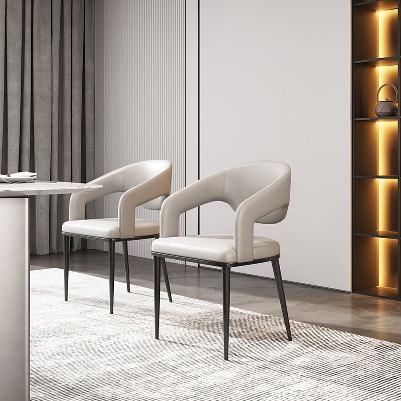 Open Back Dining Side Chair Contemporary Black Legs Dining Arm Chair