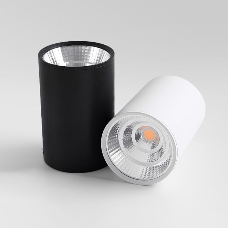 Plafonnier LED en aluminium de style concis et moderne, montage encastré cylindrique pour lieu commercial