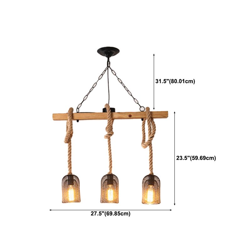 Industrial Wood Pendant Light Linear Shape Island Light with Metal Shade for Bar Counter