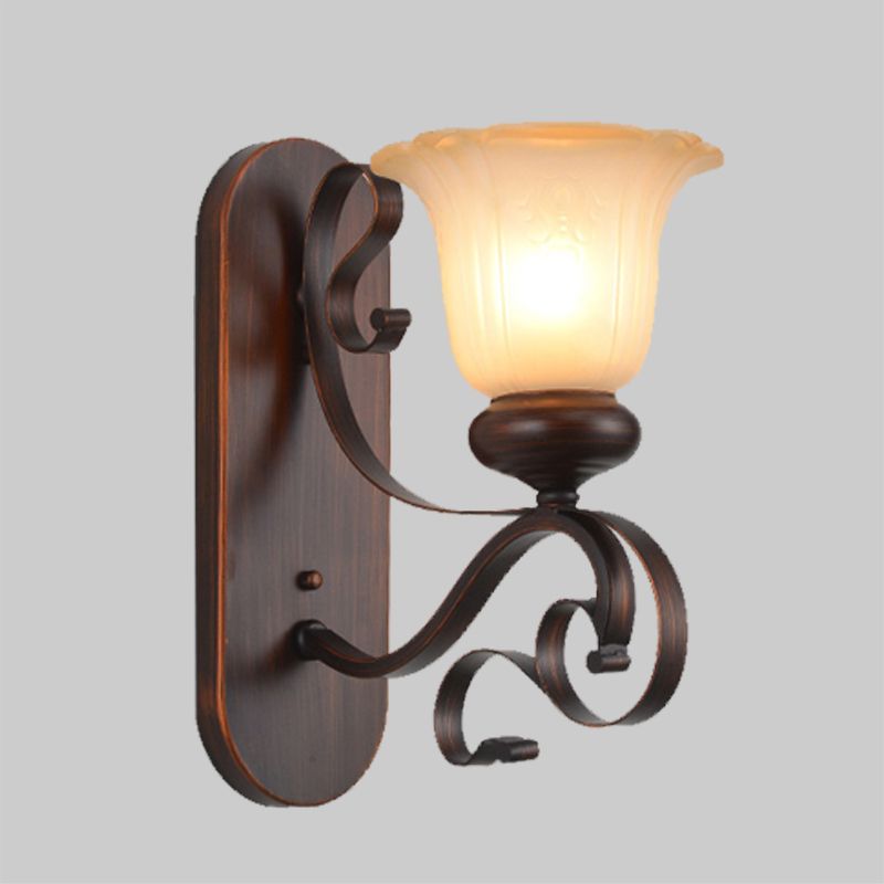 Brawn Single Bulb Sconce Light Countryside Glass Glass Blossom Wherfture Aione con braccio di scorrimento