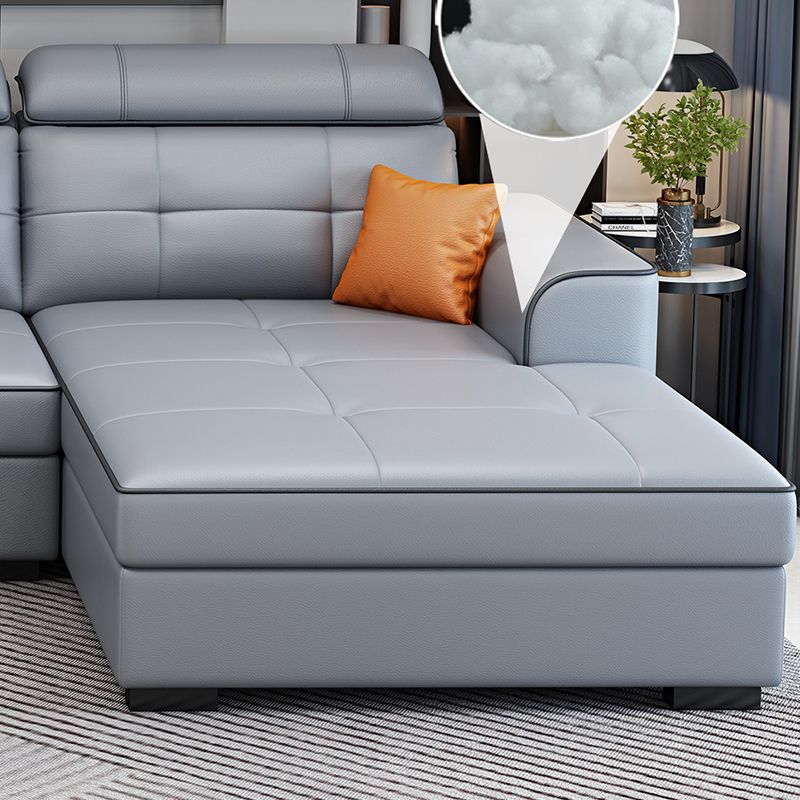 Contemporary Stain-resistant Sectional L-shape Sqaure Arm Sectional in Grey