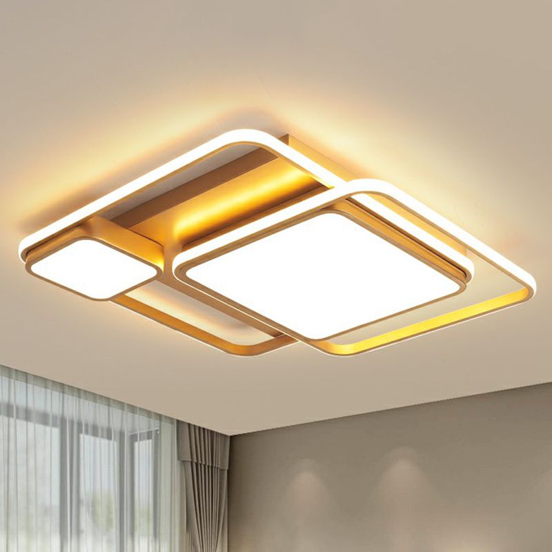 Golden Multi-Square Flush Ceiling Light Minimalist Acrylic LED Flush Mount Light Fixture