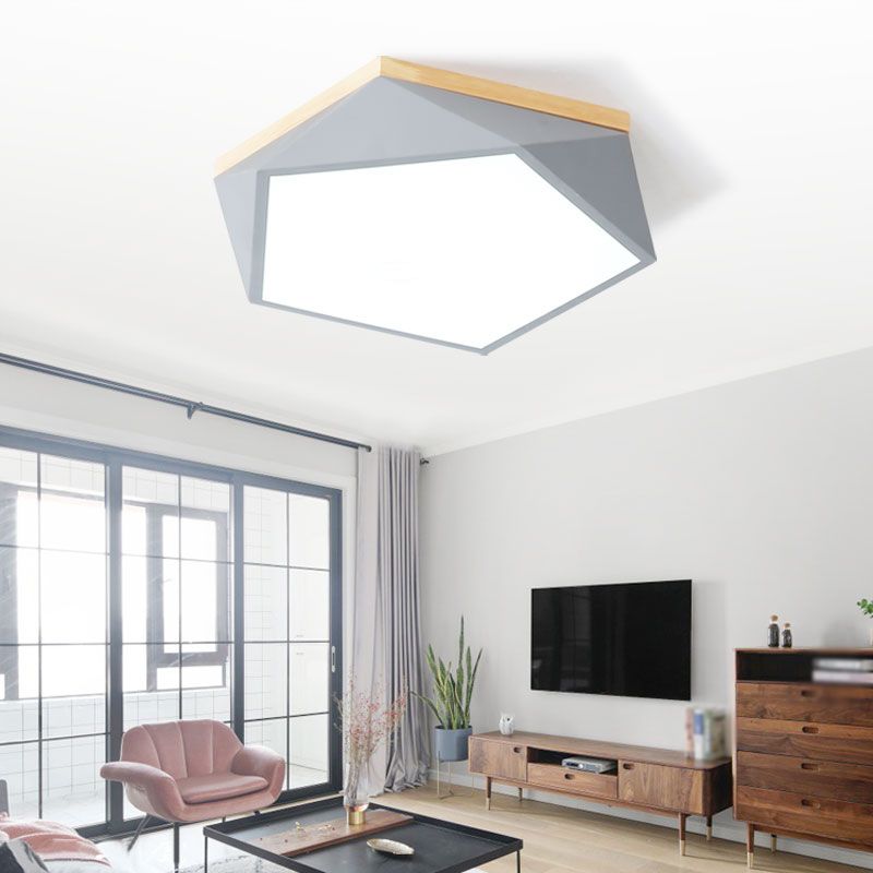 Plafonnier en forme de géométrie de style moderne, éclairage de plafond en métal à 1 lumière pour chambre à coucher