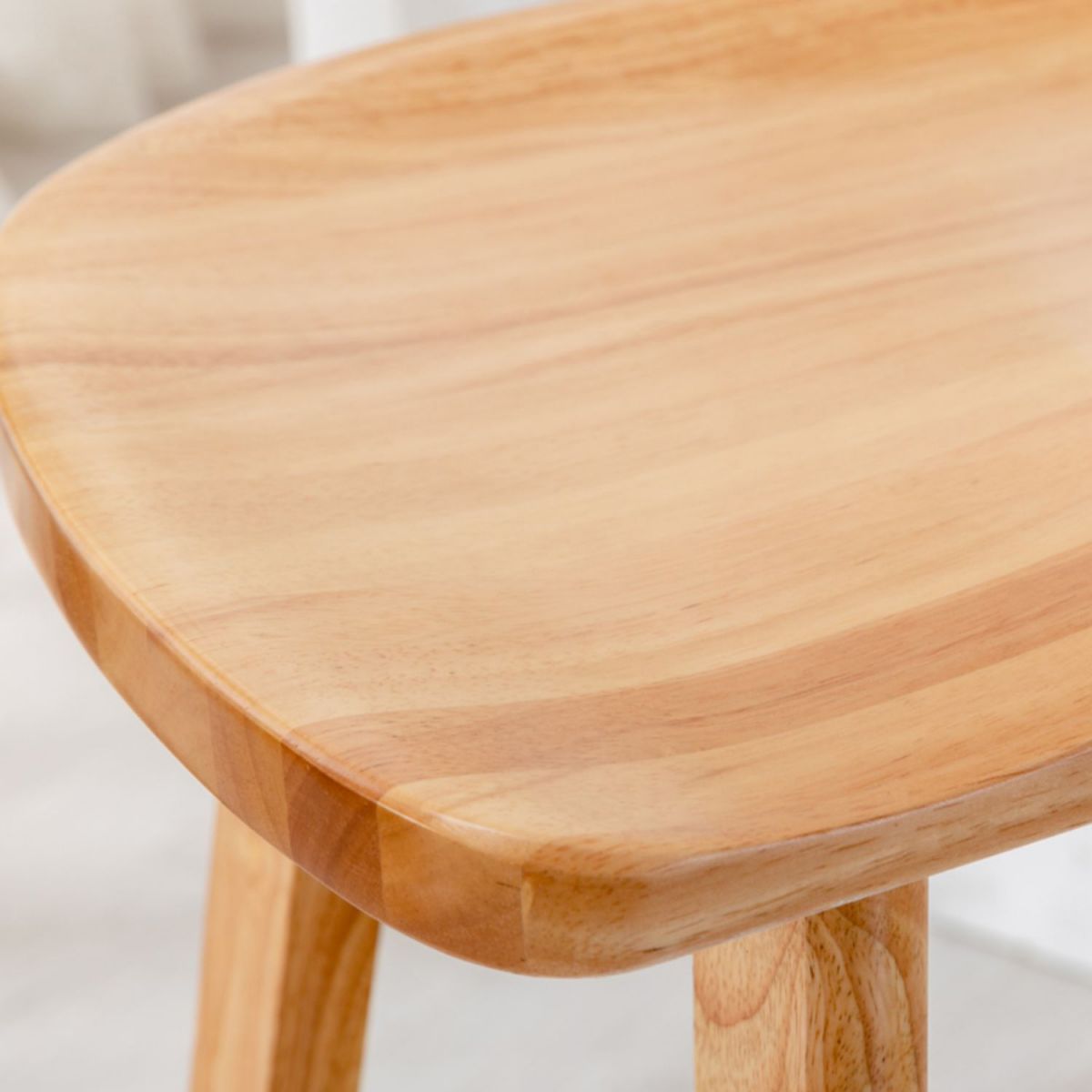 Contemporary Rubberwood Home Stool Solid Wood Backless Barstool