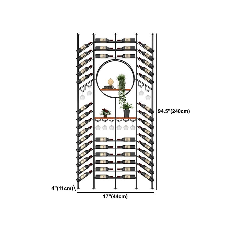 Iron Floor Wine Bottle & Glass Rack Black Industrial Wine Rack with Stemware Holder