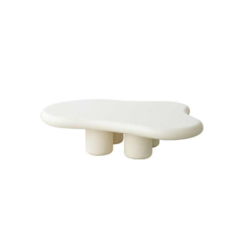 Nordic Wooden 4 Legs Coffee Table, Wooden Cloud Cocktail Table in White/Black/Beige