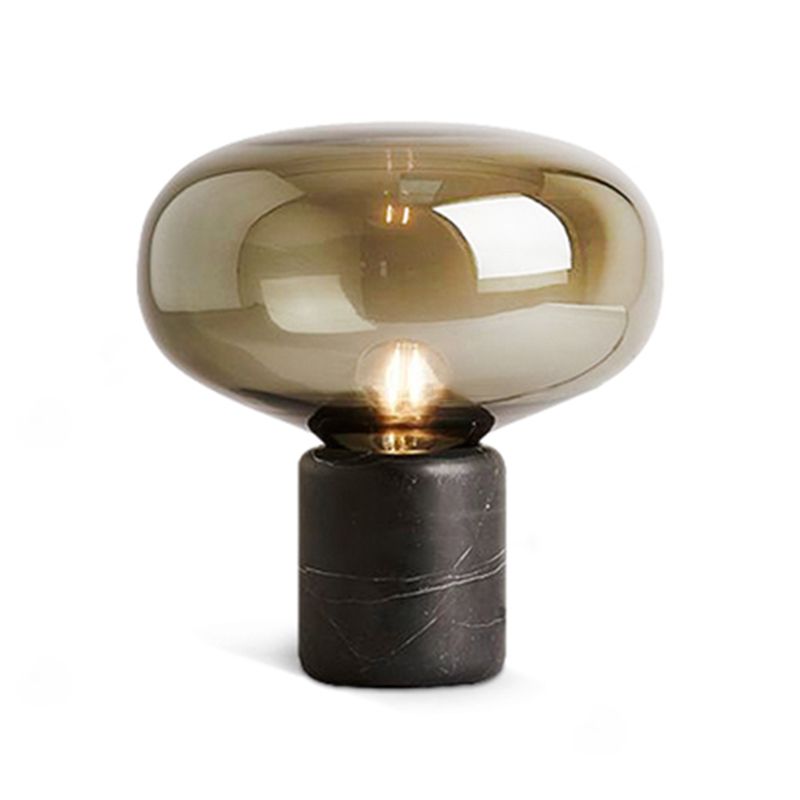 Modern Minimalist Table Lamp Marble Drum Indoor Table Light with Glass Shade