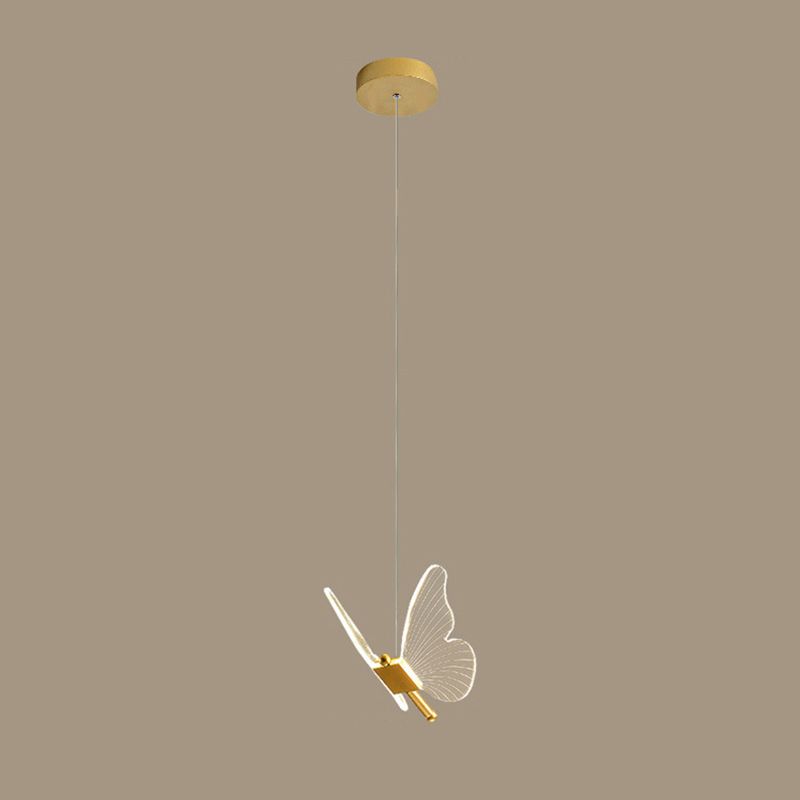 Gouden vlinder led hanglamp in moderne luxe stijl smeedijzeren hangende lamp met acryl schaduw