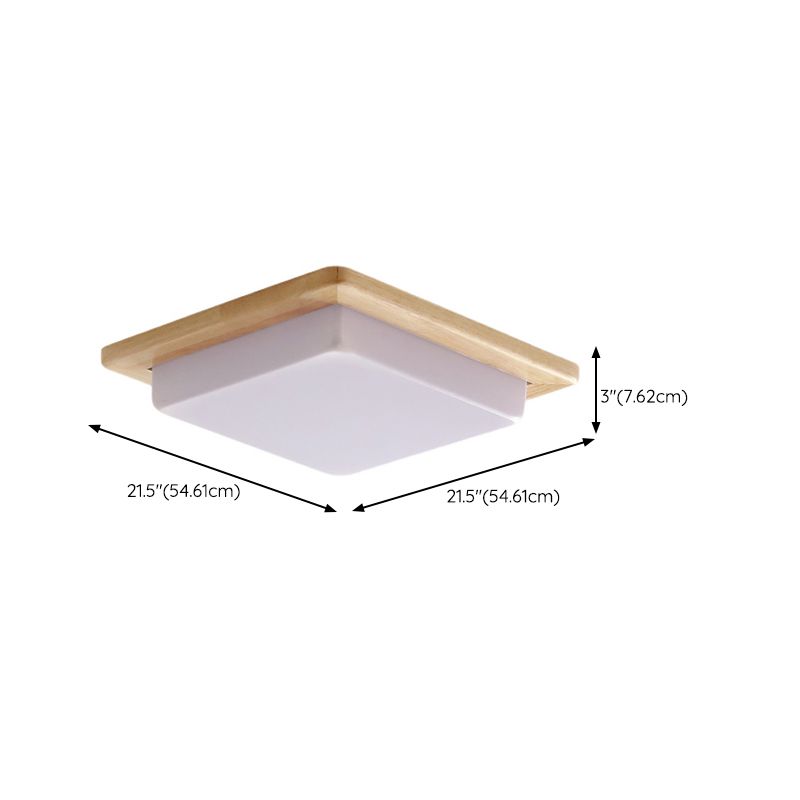 Square Shape Glass Flush Light Modern Style 1 Light Flush Mount Fixture in Brown