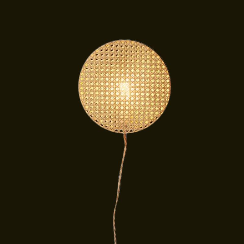 Éclair d'applications rondes chinois Bamboo 1 tête d'éclairage mural beige pour le chevet