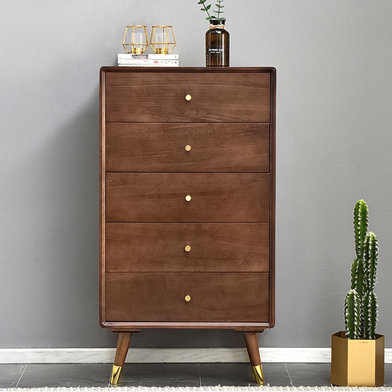 Solid Wood Glam Storage Chest Dresser Vertical Dresser with Metal Feet