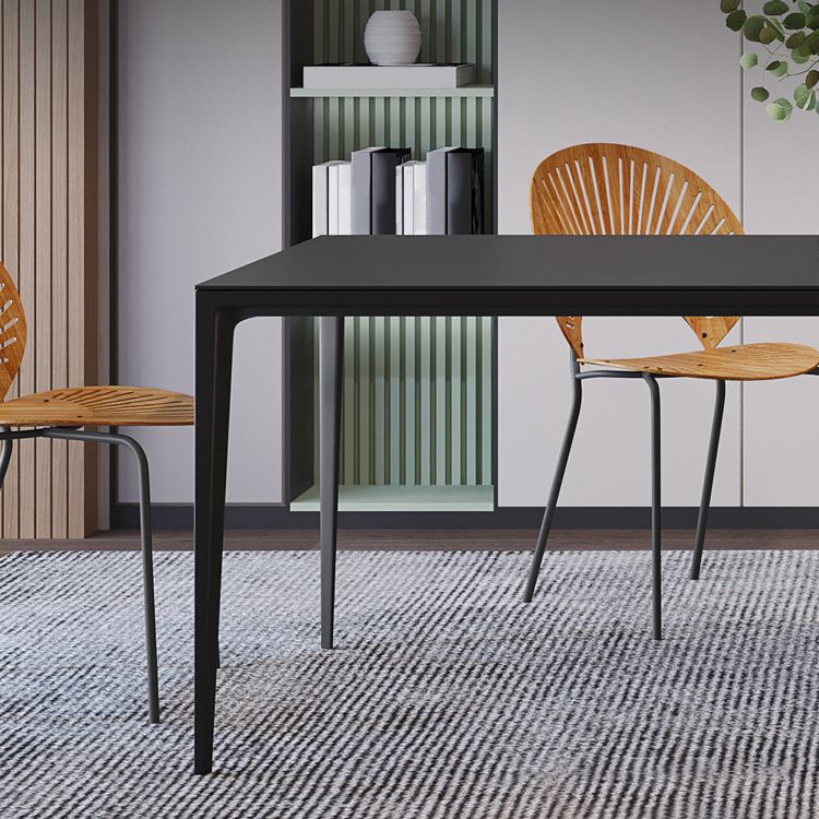 Black Stone Dining Table Contemporary Dining Table with 4 Legs