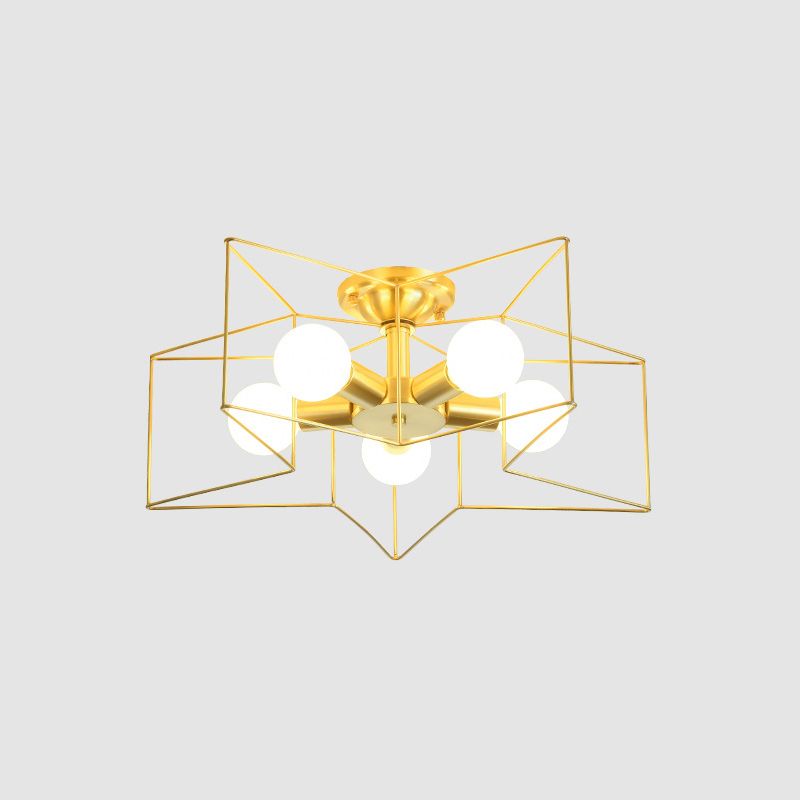 Métal étoile cage encastré éclairage style industriel chambre à coucher plafonnier encastré or