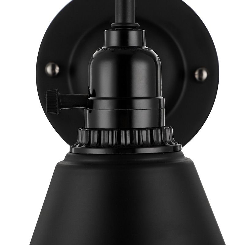 1 Éclairage mural à col de cygne de tête avec ombre conique Chercheur Black Metal Light pour la salle à manger
