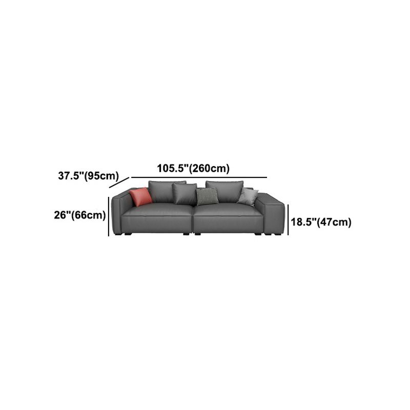 Dark Gray Faux Leather Square Arm Sofa/Sectionals with water proof for Living Room