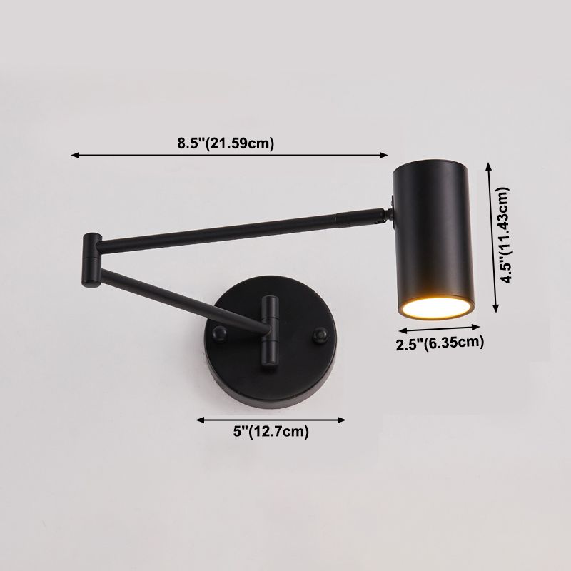 Half Cylinder Shade Swing Arm Wall Lighting Modern Style Metal 1 Light Sconce Lamp
