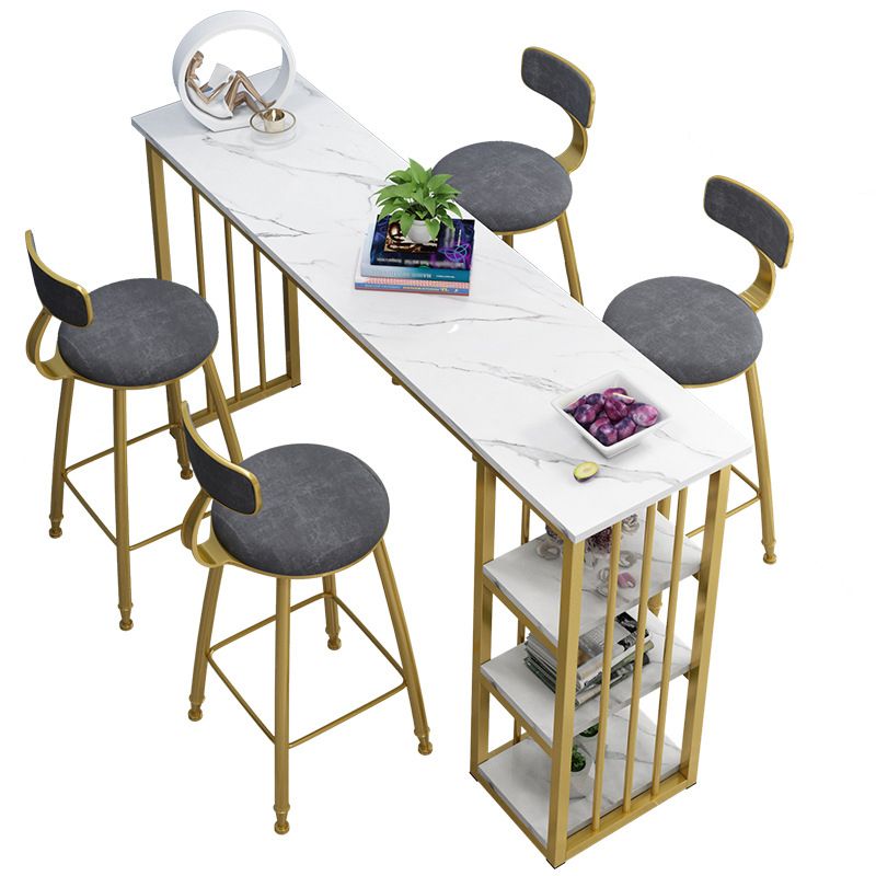 Rectangle Bar Dining Table Contemporary Bar Table with Gold Sled Base