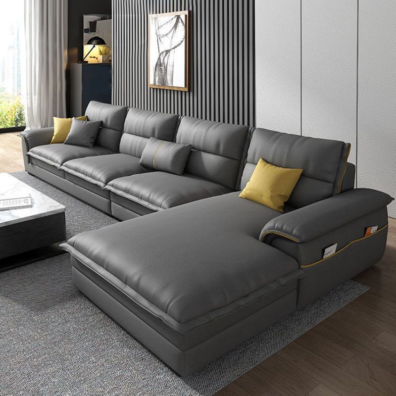 Contemporary Reversible Chaise Sofa with Removable Cushions Slipcovered Sofa