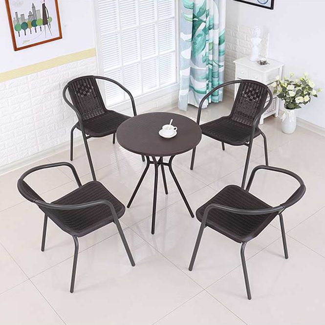 Contemporary Style Arm Chair Plastic Dining Accent Chair for Dining Room