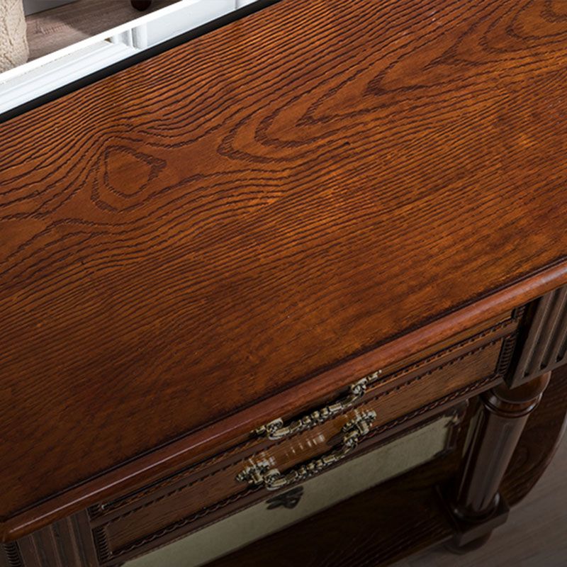 Mid-Century Modern Half Moon Console Sofa Table Rubber Wood End Table for Hall