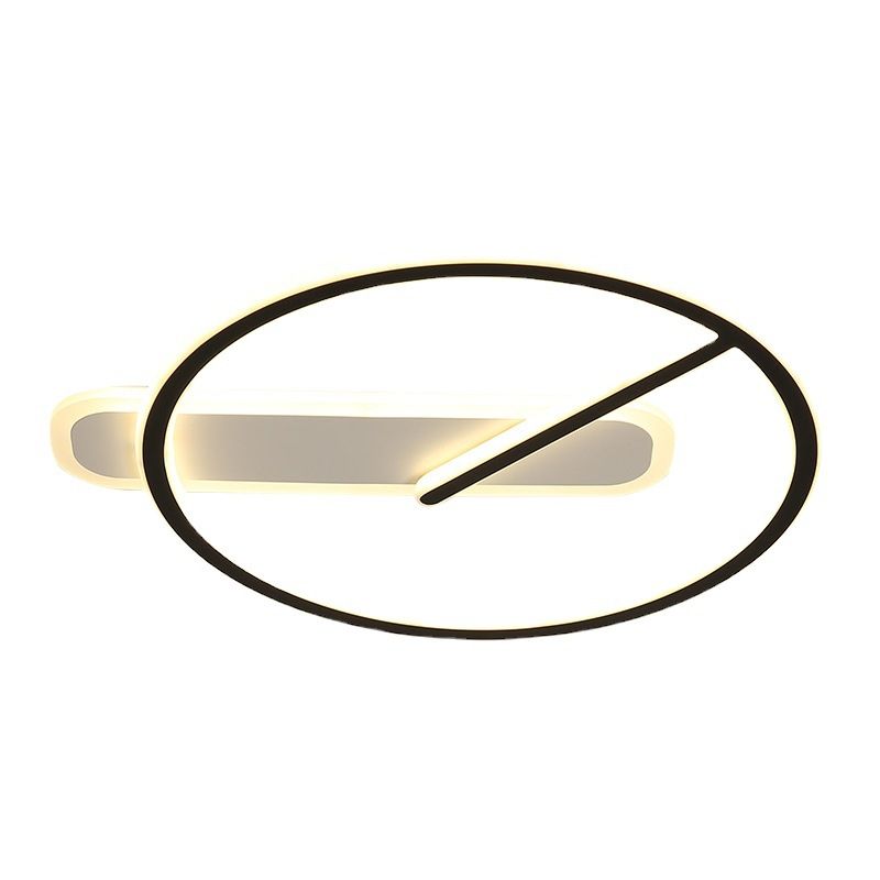 Zeitgenössische Flush-Leuchten Taktförmige 2 leichte Metallspüschmontagelampen in Schwarz