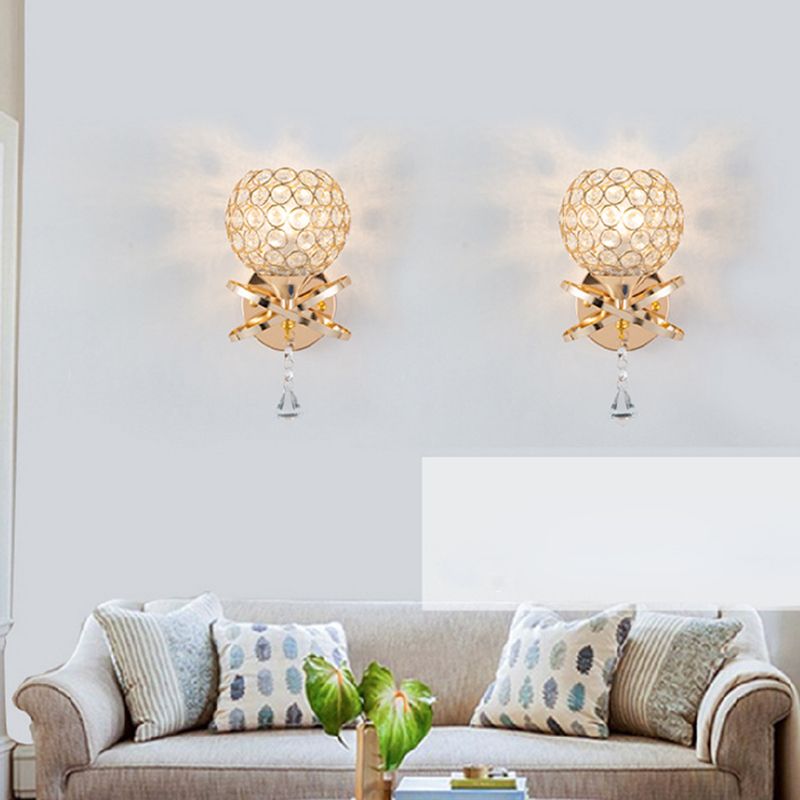 Ball Shade Crystal Wall Light Contemporary Wall Sconce Lighting for Living Room