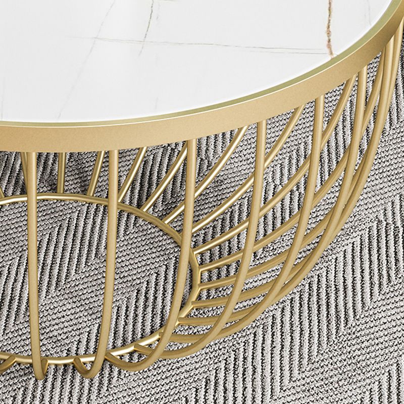 Single Slate Drum Coffee Table Modern Minimalist Round Coffee Table