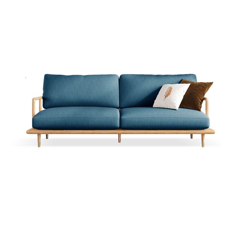 Linen Modern Recessed Arm Sofa Standard Wooden Sofa for Living Room, Apartment