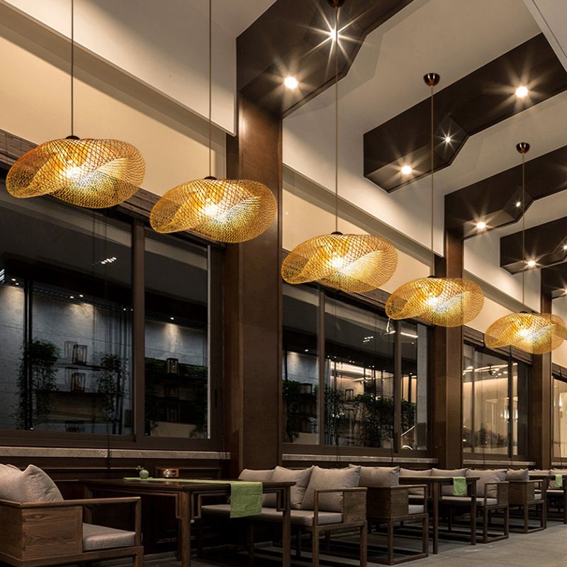 Modernismo 1 lampadina sospesa lampada in legno fatto lampada a sospensione fatta a mano con tonalità di bambù