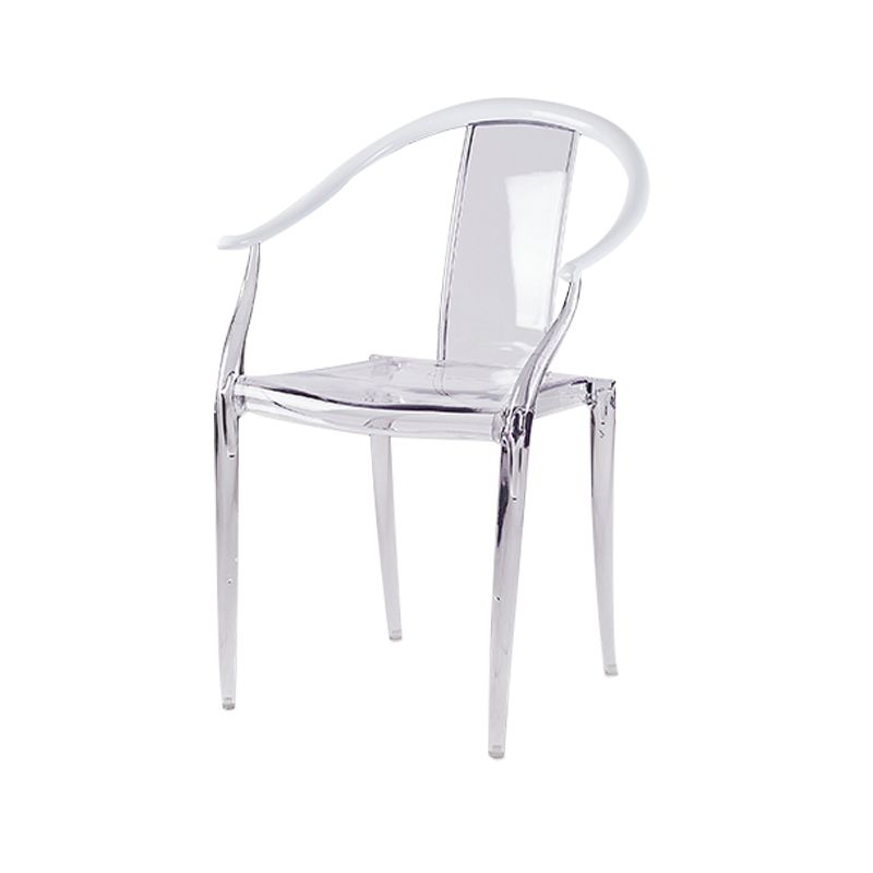 Glam Acrylic Frame Dining Armchair Slat Back Stacking Arm Chair