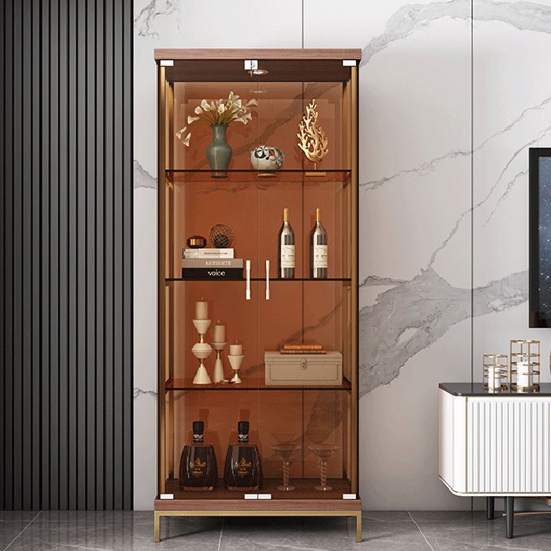 Glam Curio Cabinet Glass Doors Display Cabinet with Door for Living Room