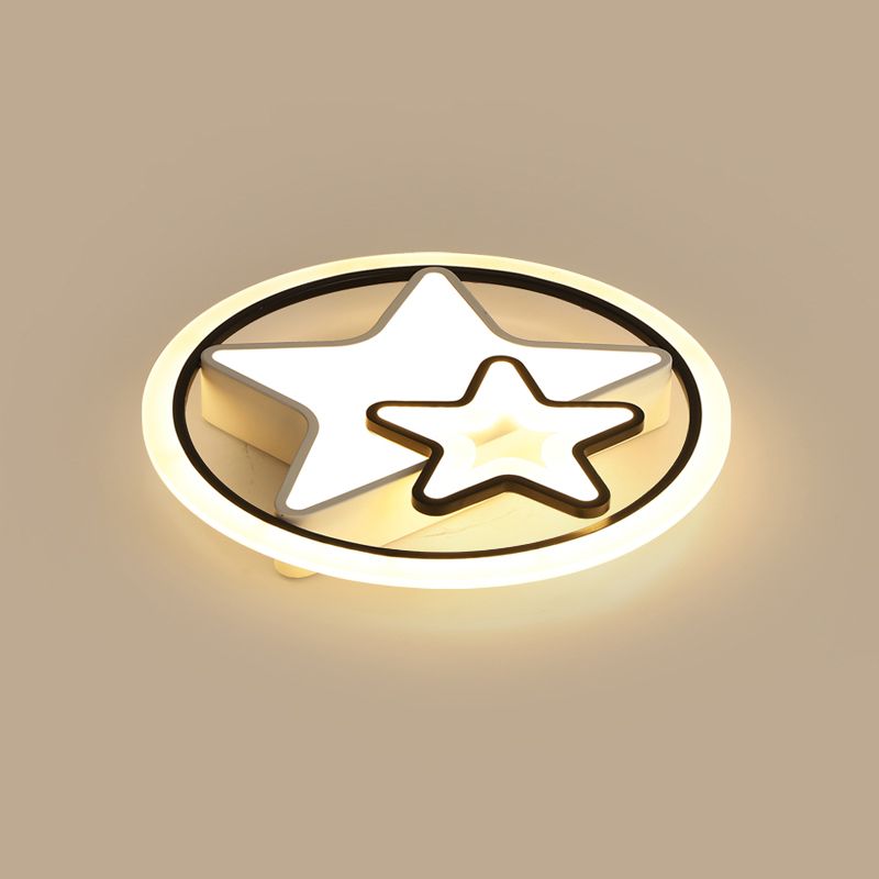 Star Deckenleuchte für Kinderzimmer, Metall, Cartoon-LED, rund, bündig, in Schwarz