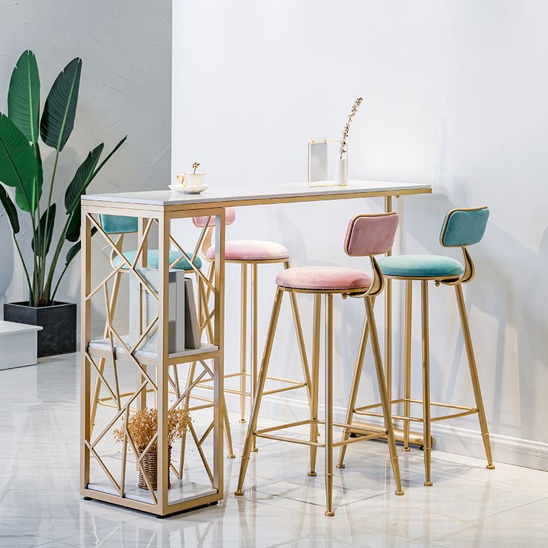 Modern Stone Double Pedestal Cocktail Bar Table Rectangle Storage Bistro Bar Desk